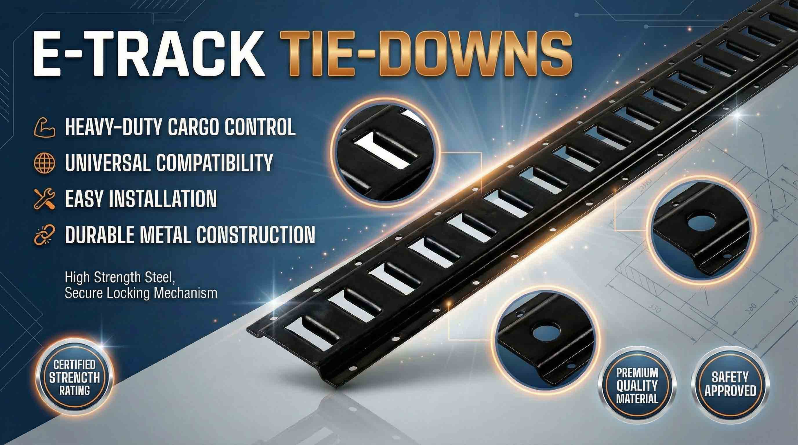 Powder-Coated Steel E-Track Tie-Downs